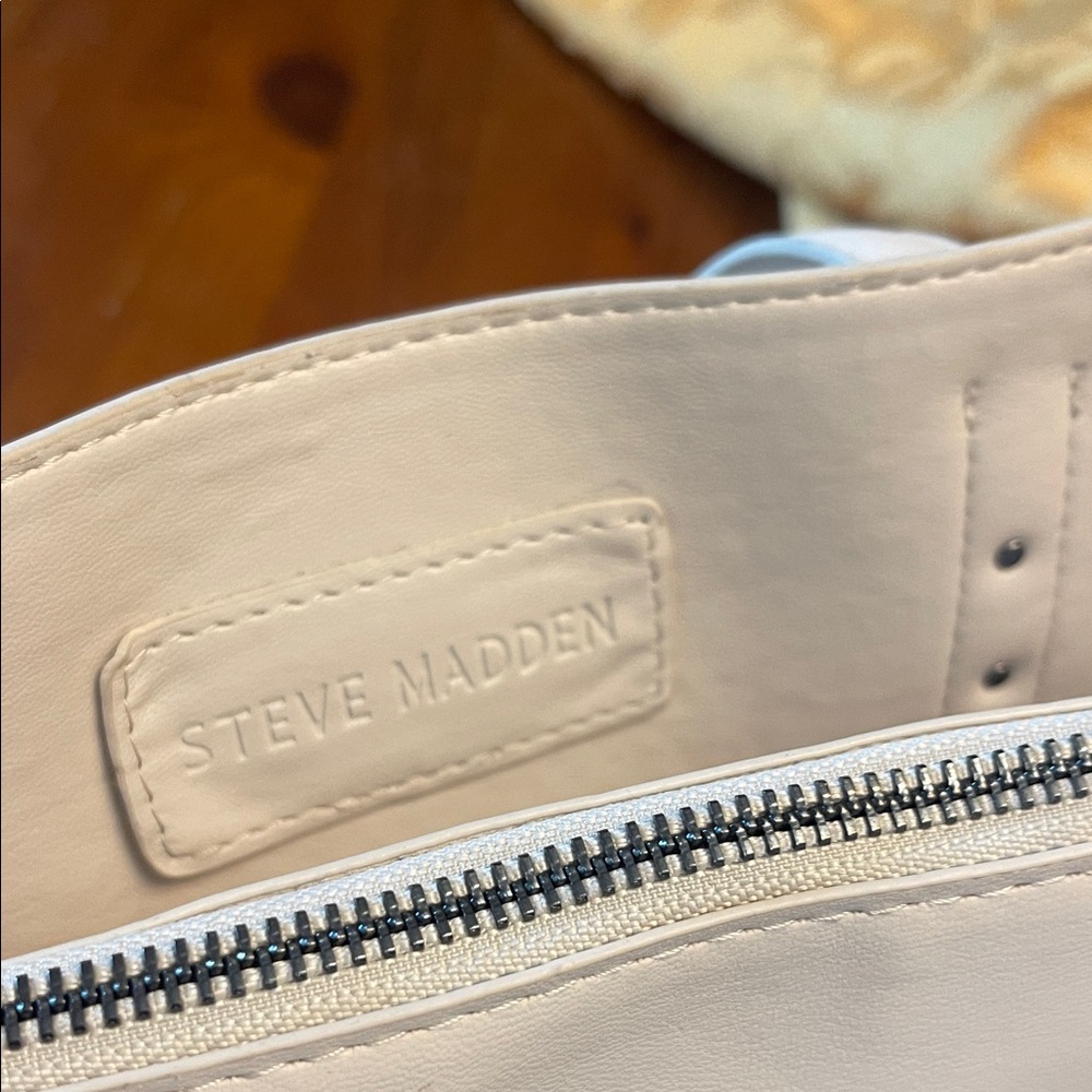 Steve Madden Buttery Soft Cream Purse Bag Tote with Buckle Accents - Picture 10 of 10